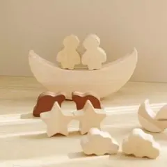 月と星の木製バランス積み木セット
