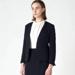 【未使用級✨】Ballsey ドライダブルクロス ノーカラージャケット 紺 36