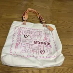 コーチトートバッグ デニム 白A1082-14921