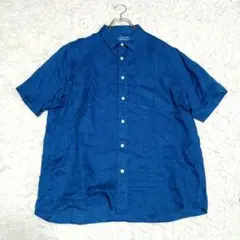 無印良品/良品計画/リネンシャツ/XL/半袖シャツ/麻100%/青/ブルー