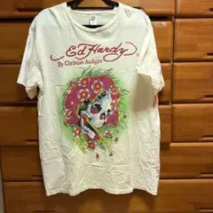 Ed Hardy スカルと花デザイン Tシャツ XL