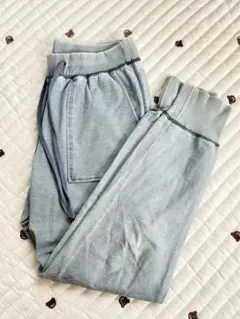 ライトブルー デニム風パンツ GU サイズM