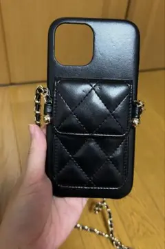 【匿名配送】iPhone12Pro Max ショルダーストラップ付きケース　黒