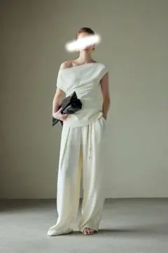 パンツ セットアップ風 ホワイト アイボリー