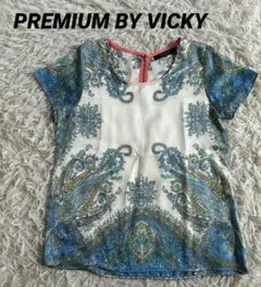 【プレミアムバイビッキー】ペイズリー柄　カットソー　半袖 トップス　M