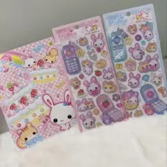 即日発送❣️ フワフワ らびちゃん 交換ノート　平成はっぴーフォンステッカー　2枚