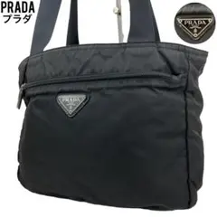 ✨良品 PRADA プラダ トートバッグ ブラック 手提げ 肩掛け ナイロン 黒