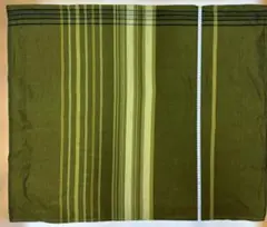 ミャンマー製オリーブグリーン ストライプ生地 約85cm x 104cm
