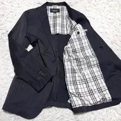 バーバリー　テーラード サマージャケット L 黒 ノバチェック ストレッチ 光沢
