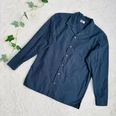 UNIQLOユー　オープンカラーシャツ　М　ダークネイビー