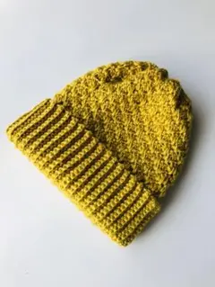 【ハンドメイド】新品❤️男女兼用　ニット帽　★マスタード