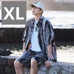 XL タイダイ柄　柄シャツ半袖 上下セット　リラックス　オーバーサイズ