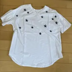 星柄刺繍 VネックTシャツ ホワイト　アンナケリー
