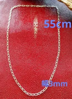 55cm 幅3mmケーブルチェーンネックレスsilver925新品