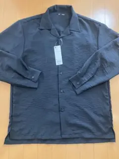 ⭐️新品⭐️GU オープンカラー 長袖シャツ ブラック 黒