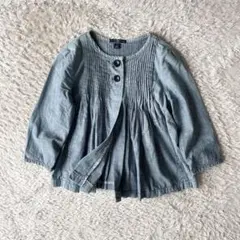 美品 00s GAP シャンブレーピンタックブラウス XS ブルー