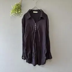 ピルエデピケ［L］さわやか涼し気　着痩せ　レーヨン混シアーチュニックシャツ　長袖