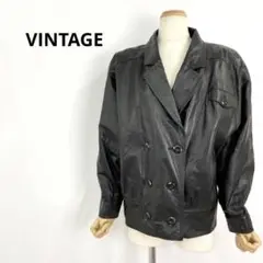 90s 00s 古着女子 本革 ヴィンテージ レザージャケット ブルゾン 黒