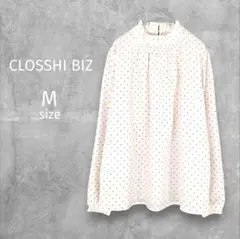 クロッシー☆CLOSSHI BIZ☆長袖ブラウス【M】アイボリードット☆トップス