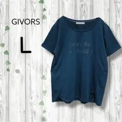 GIVORS　Tシャツ　プリント　クルーネック　半袖　ネイビー　シンプル