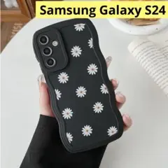 SamsungGalaxyS24 5G ケース用波状フレームケースデイジー柄