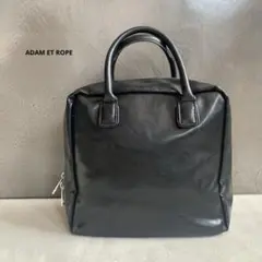アダムエロペ　スモールボストンバッグ　ハンドバッグ　黒　ブラック　スクエア