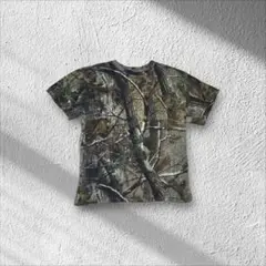 REALTREEリアルツリー総柄Tシャツユニセックス短丈ポケTミリタリーМ