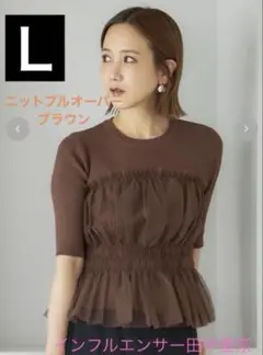 ⭐️完売品❣️⭐️田中里奈×しまむら Ｌ　ニットプルオーバー ブラウン