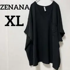 ✨️海外古着✨ZENANA【XL】ブラック Vネック Tシャツ チュニック 大きめ