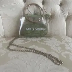 クリアバッグ グリーンニットポーチ付き