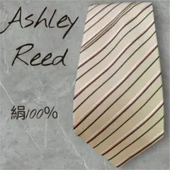 Ashley Reed シルク100% ストライプネクタイ ベージュ系