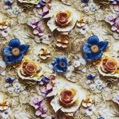 ❣️【限定】鮮やかなお花柄立体感　綿100%シーチング生地　110x100cm