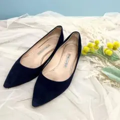 【上品u0026歩きやすい】ペリーコ パンプス 23センチ ネイビー フラット