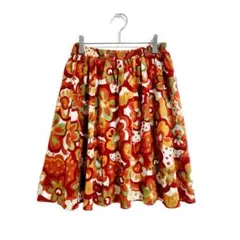 ホコモモラ 花柄 プリーツスカート リネン L おでかけ 春 夏 涼しい 美品