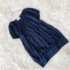 美品 《クミキョク》 (2) ラウンドネックカットソー パフスリーブ シンプル