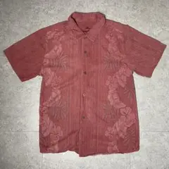[Tommy Bahama] レッド刺繍 リゾートシャツ M〜L アロハ ビーチ