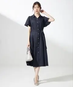 今季 ネット売り切れ　anySiS スムージーポリエステル シャツワンピース