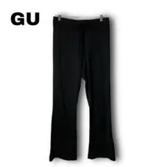 2412★【GU】　ニット　パンツ　リブニット　ブラック　黒　XL　伸びる