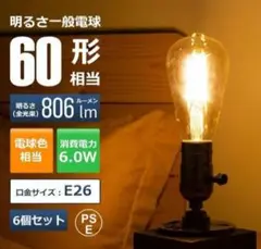 【新品未使用】ヴィンテージ風 エジソン電球 6個セット レストランやカフェに