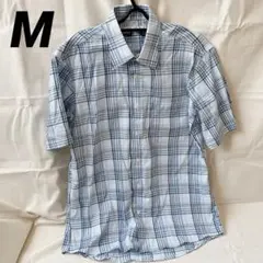 新品未着用⭐️メンズ 半袖 シャツ チェック柄 ブルー M おしゃれ 夏