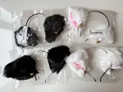 ファー付き猫耳カチューシャ4個セット