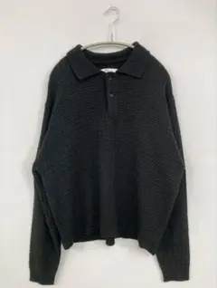 MONO-MART ブラック ニットポロシャツ M