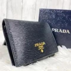 箱付き✨プラダ 折り財布 ヴィッテロムーブ サフィアーノ レザー ロゴ 黒
