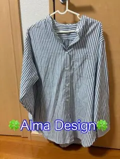 アルマデザイン　長袖シャツ ロングシャツ　ストライプ　M