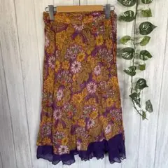 ALESS エスニック花柄スカート ミディ丈