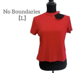 ▼難あり★No Boundaries 【L】リブTシャツ ショルダーオープン 赤