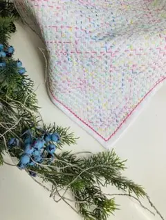 【168】　刺し子花ふきん　《十字アレンジ》 完成品