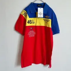 AERONAUTICA MILITARE ポロシャツ 46 赤 黄色 青 L