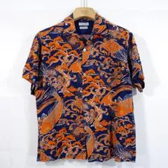 ★良品★ハリウッドランチマーケット　鯉・亀柄　レーヨンアロハ　ハリラン　HRM