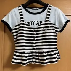 ZIDDY ストライプ柄 ボタン付きトップス